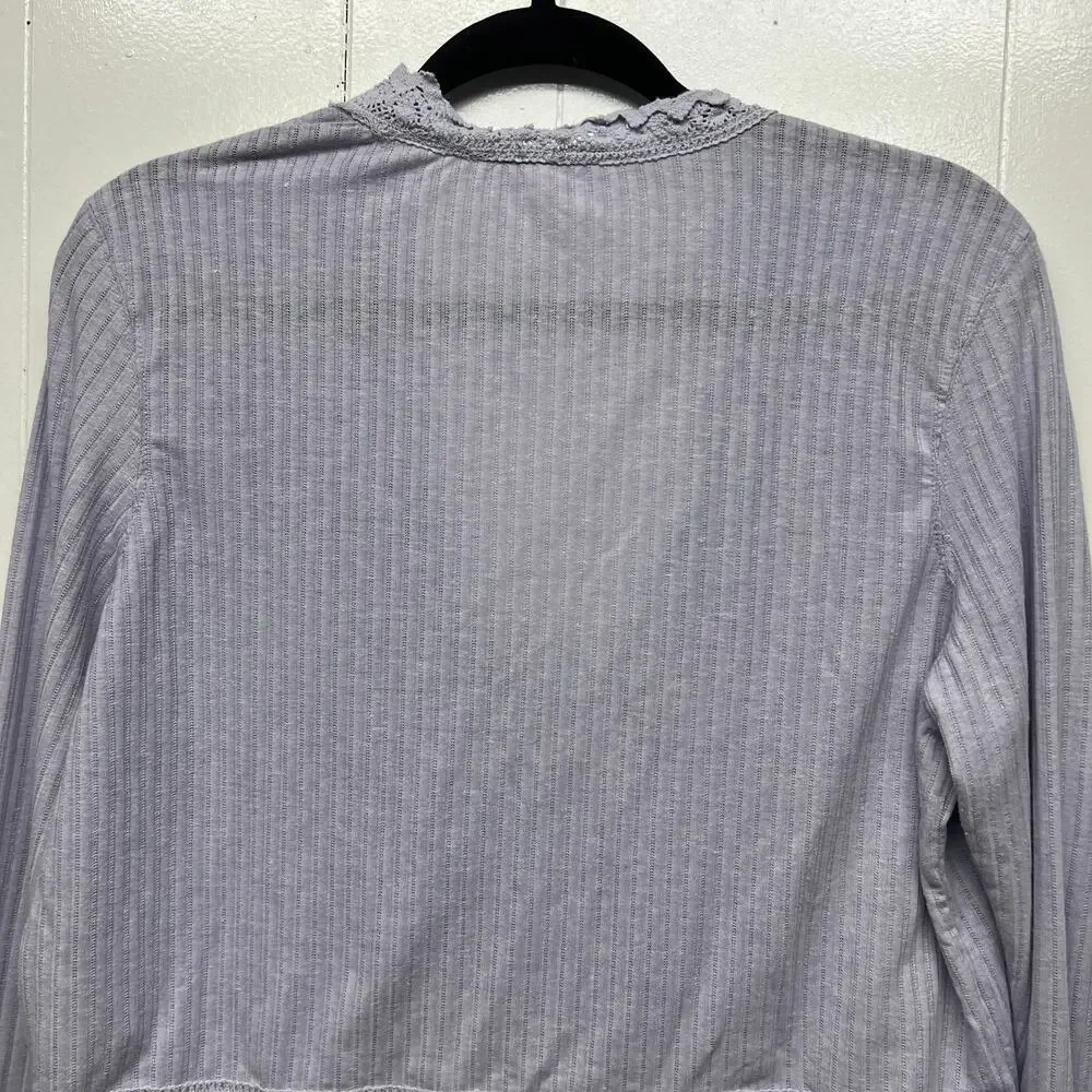 Free People Linen Blend Bohemian Cropped Lavender Women's Boxy Top Size Large